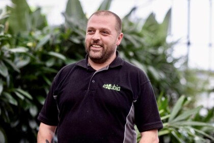 Portrait of Justin Marsden, Exubia HortiCare technician, within a professional workplace environment.
